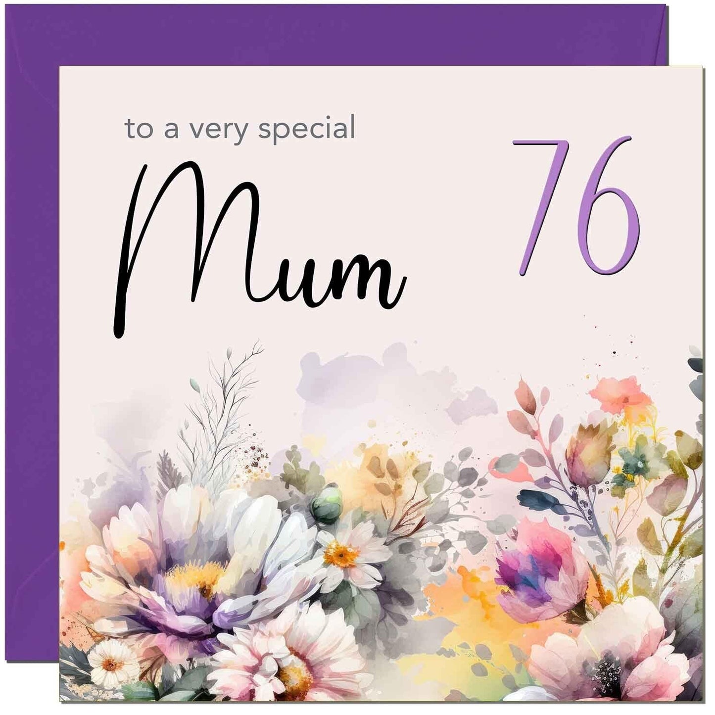 Mum Birthday Card - Purple Floral Mother Mom Mums