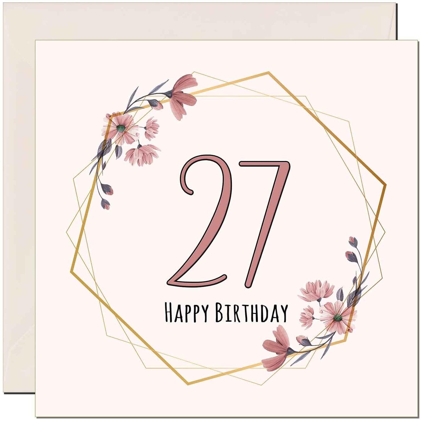Floral Birthday Card for Women Elegant Beautiful