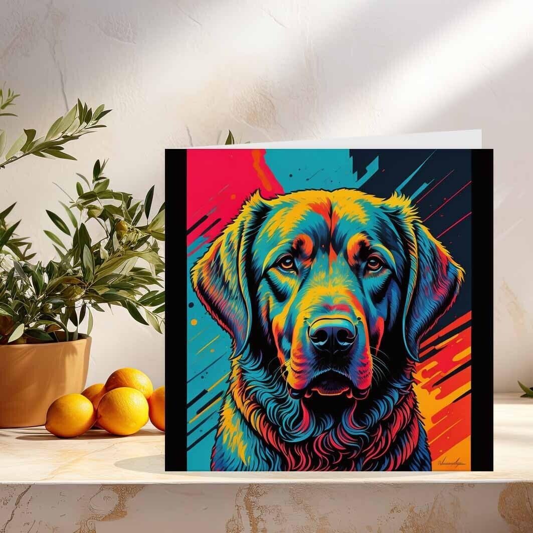 Labrador Dog Art Greeting Birthday Card Labrador illustration 145 x 145mm
