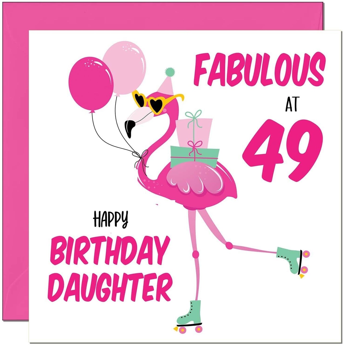 Daughter Birthday Card - Fabulous Flamingo - Ladies Womens Pink Cute Daughters