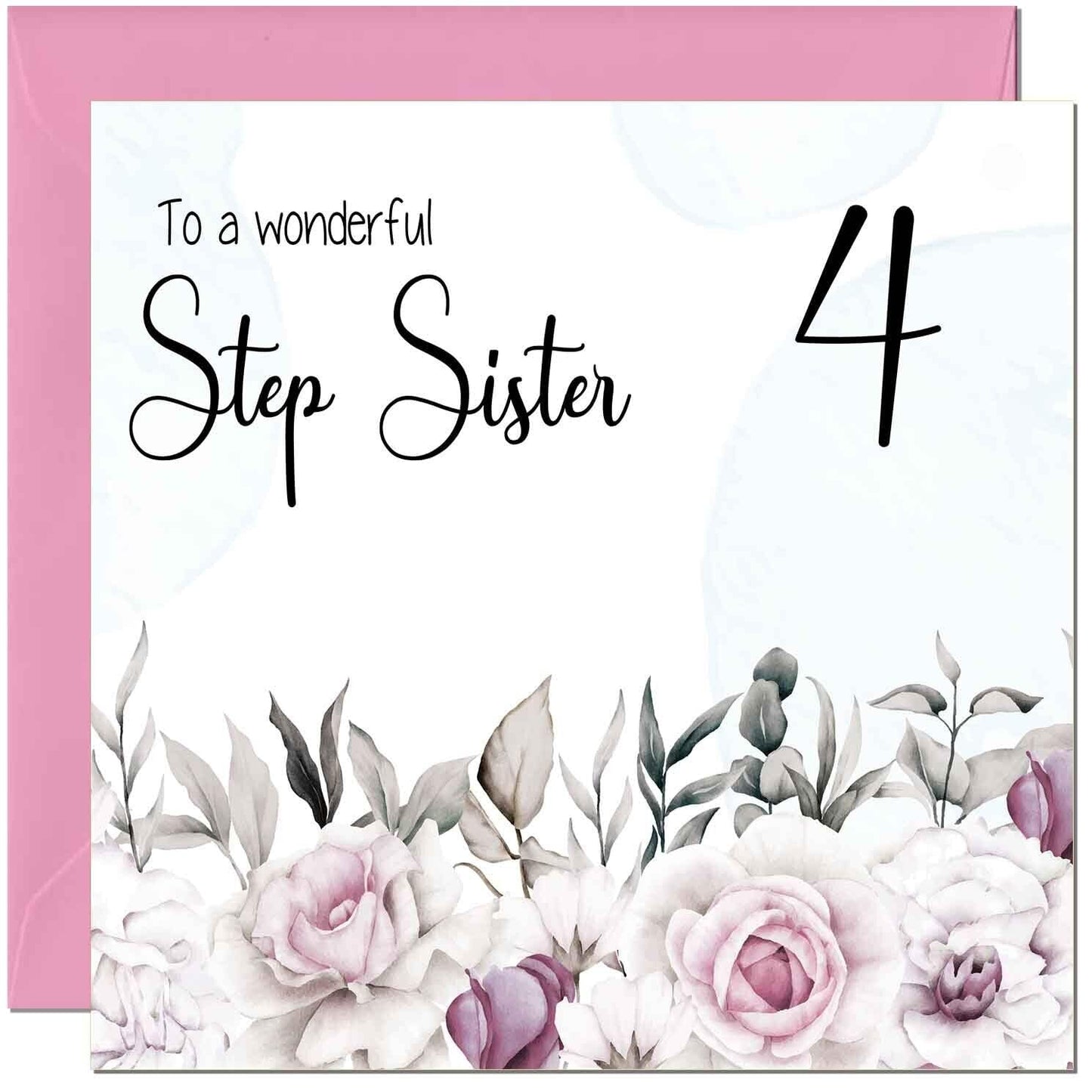 Step Sister Birthday Card Floral Elegant Step Sisters
