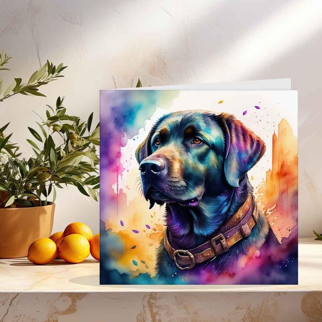 Watercolour Labrador Dog Greeting Card Labrador Birthday Card - 145 x 145mm