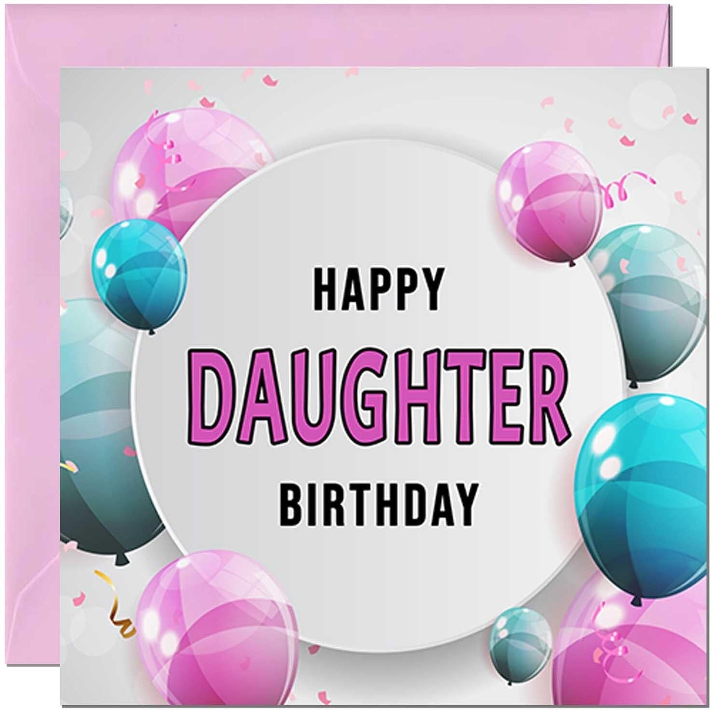 Birthday Card for women - Pink Turquoise Balloon Number
