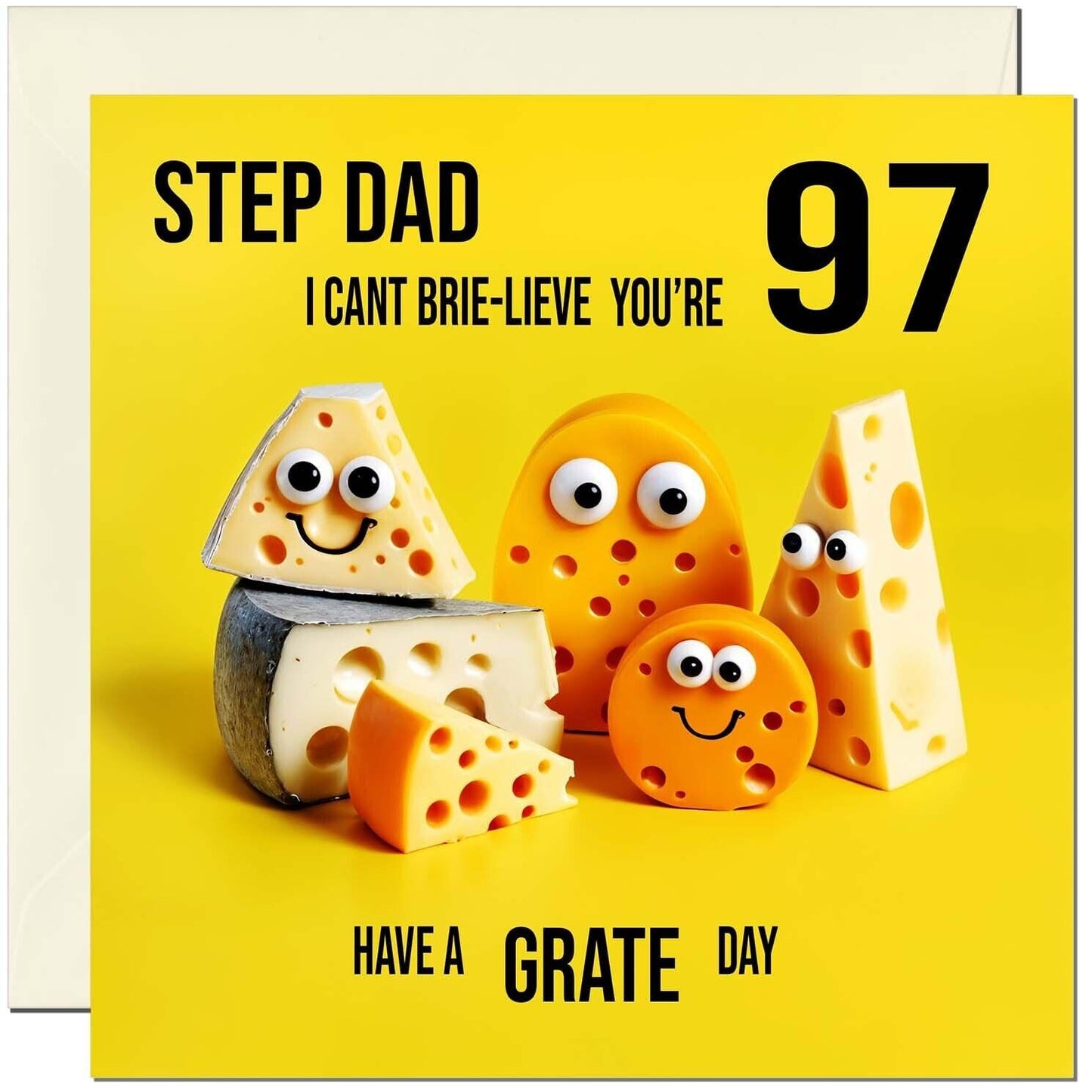 Step Dad funny Birthday Card - Cheese Pun Funny Step-Dads