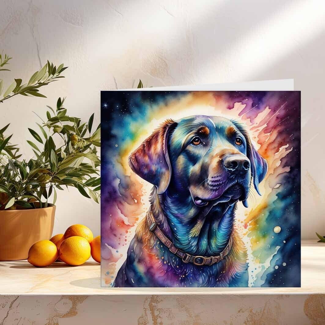 Cool Labrador Dog Greeting Card - Colourful Watercolour Labrador Birthday Card