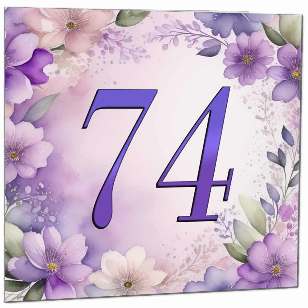 Birthday Card for Women - Purple Floral 80th Birthday Cards for year old woman Ladies Grandma Nan Aunt Mum Sister Mom Friend