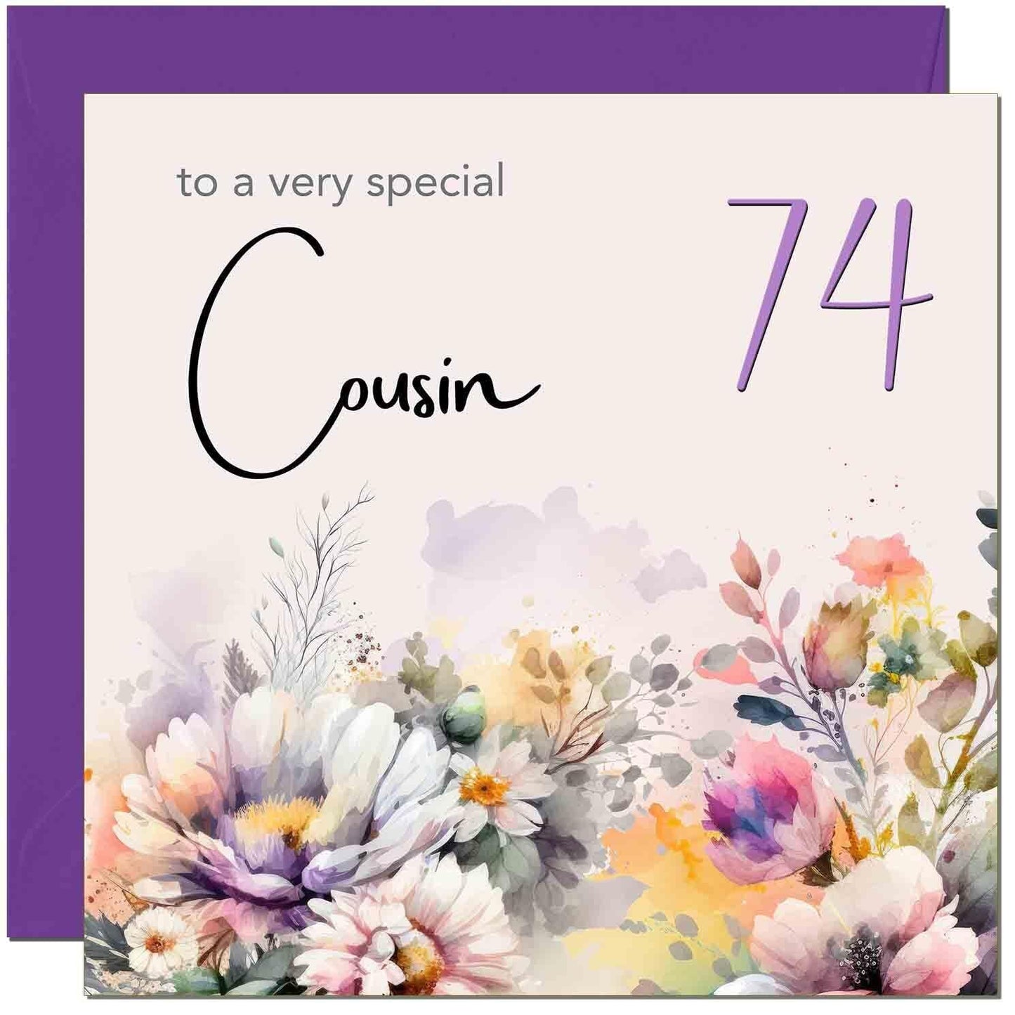 Cousin Birthday Card - Purple Floral Cousin's