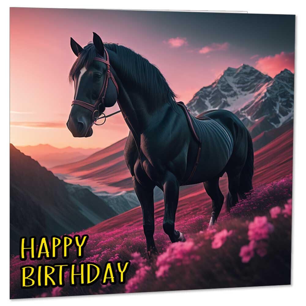 Horse Birthday Cards - Equestrian Horses Greeting Cards 145 x 145mm