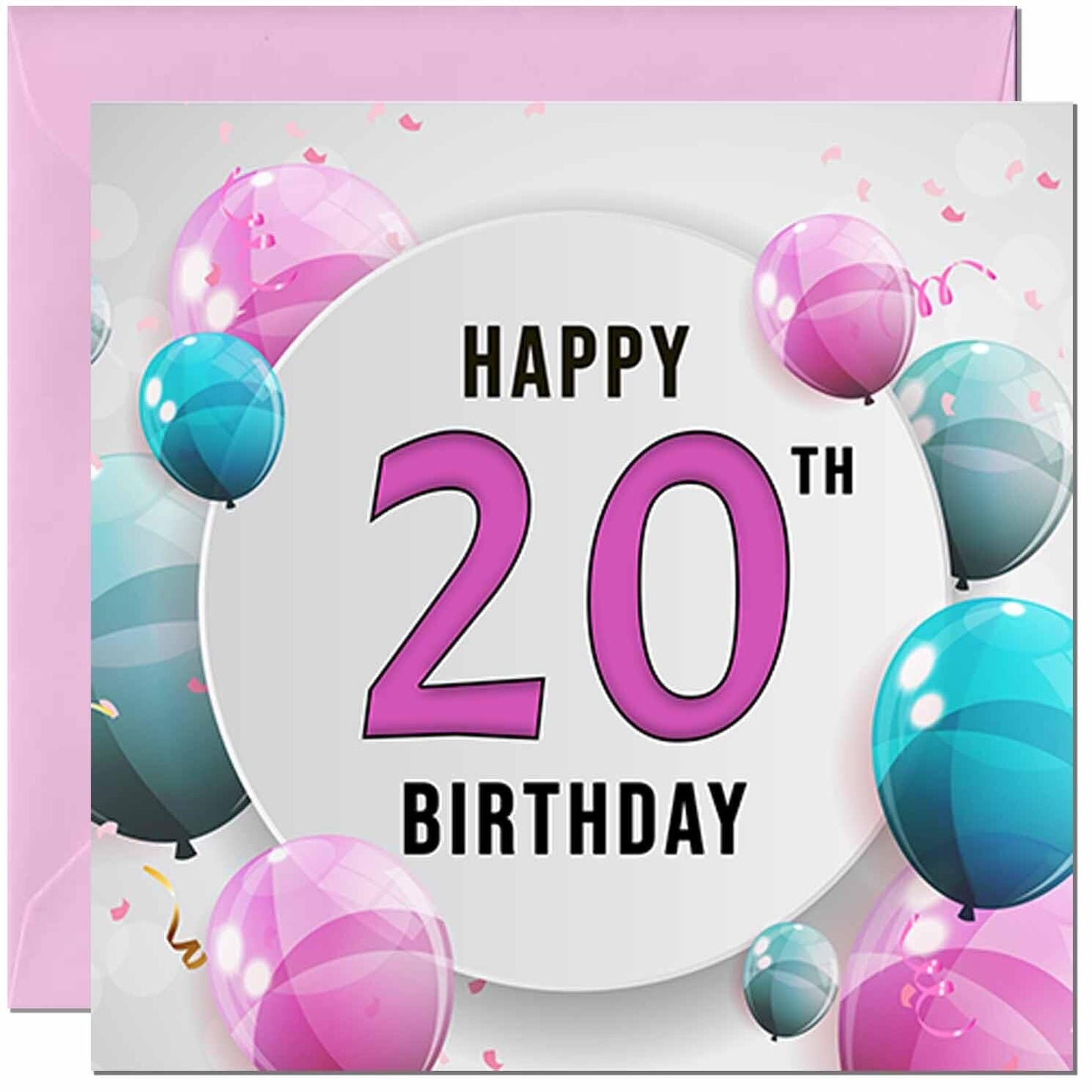 Birthday Card for women - Pink Turquoise Balloon Number