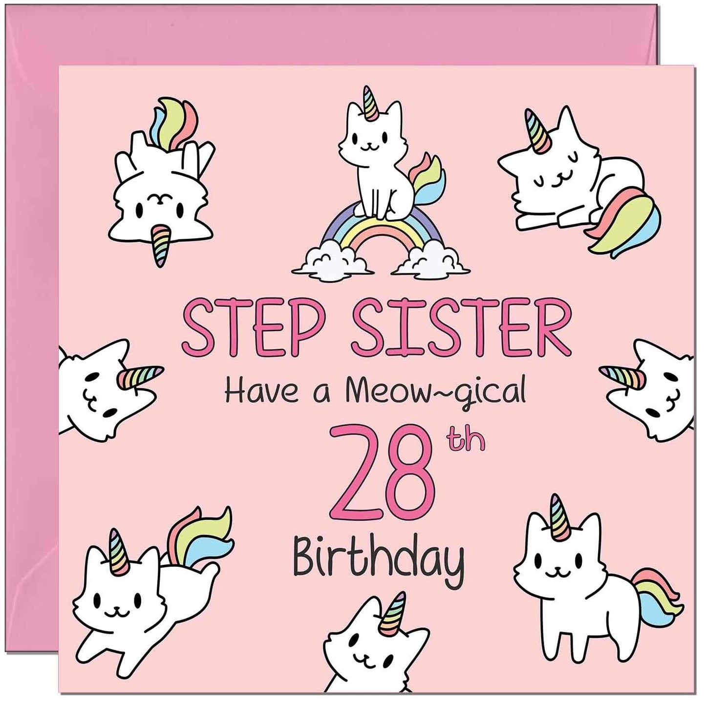 Step Sister Birthday Card - Funny Cat Cute Step Sisters