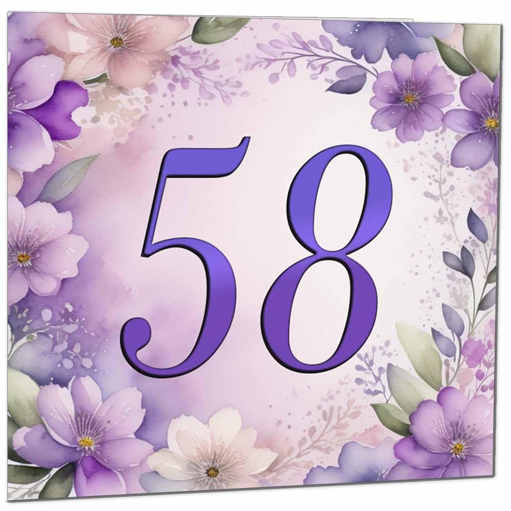 Birthday Card for Women - Purple Floral 80th Birthday Cards for year old woman Ladies Grandma Nan Aunt Mum Sister Mom Friend
