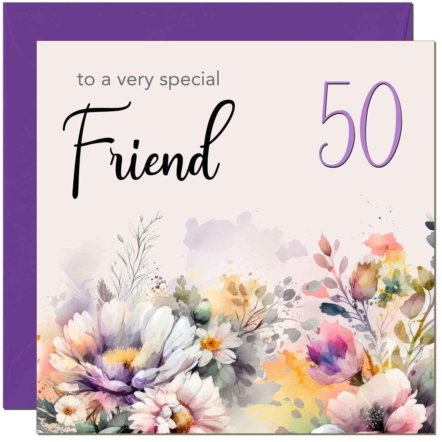 Friend Birthday Card - Purple Floral Womens Friendship