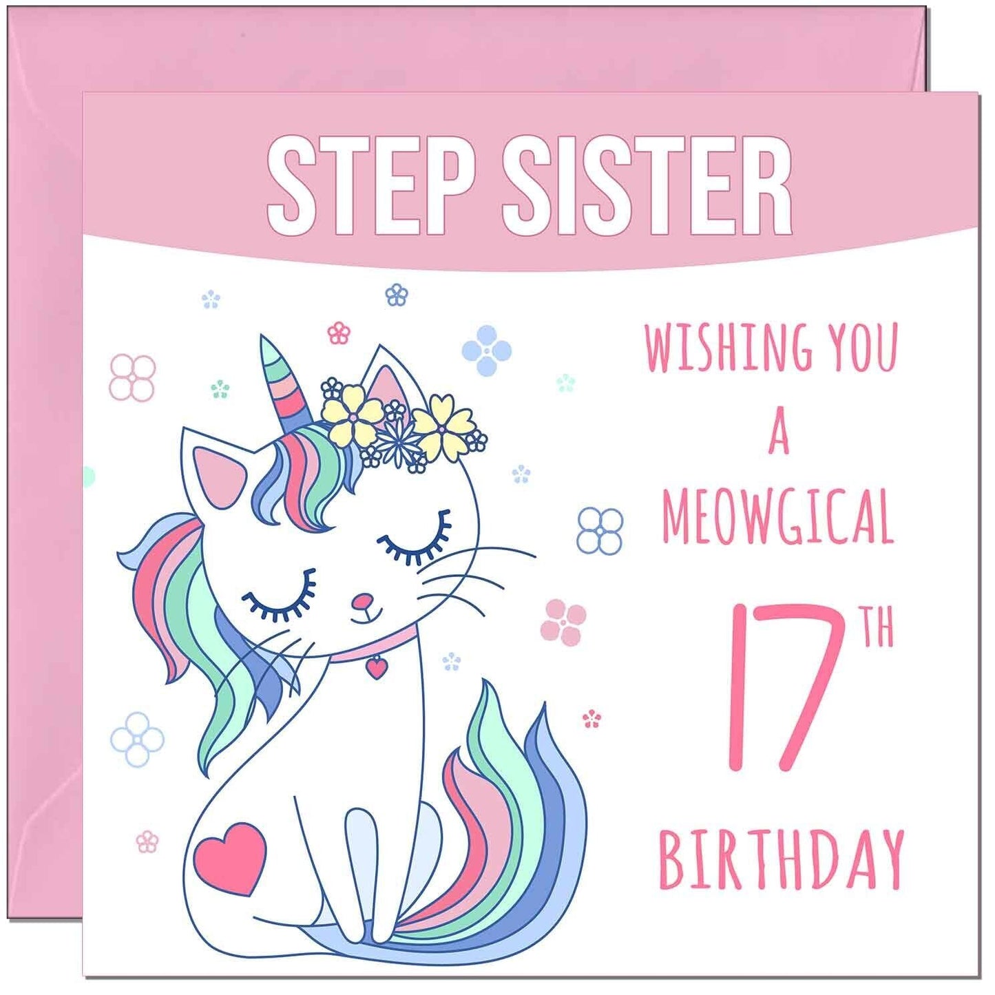 Step Sister Birthday Card - Meowgical Funny Cat
