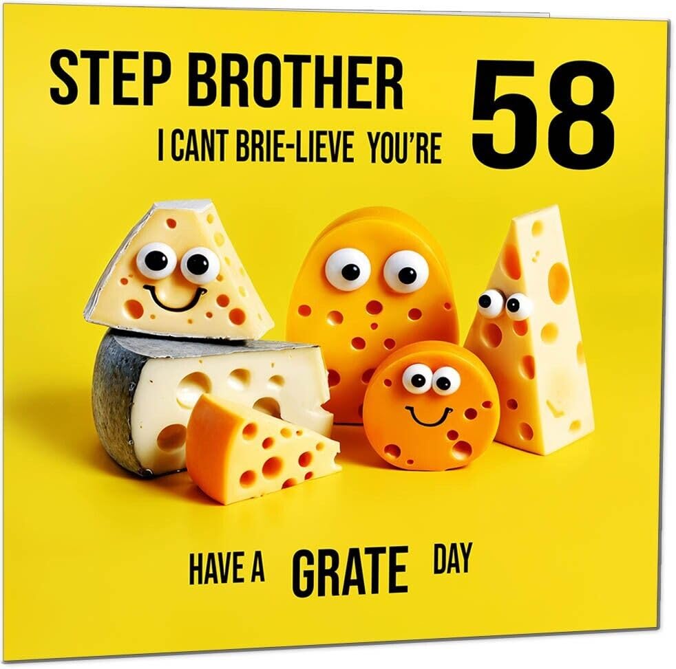 Step Brother Birthday Card - Cheese Pun Funny Step-Brothers