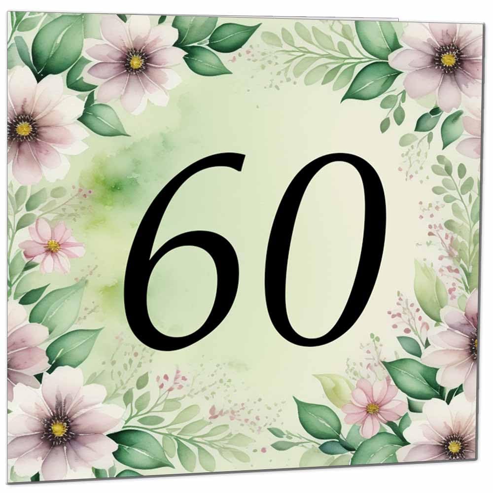 80th Birthday Card for Women Men - Green Floral Birthday Cards for 80 year old Lady Eighty Eightieth Ladies Grandma Nan Aunt Mum Sister Mom Friend
