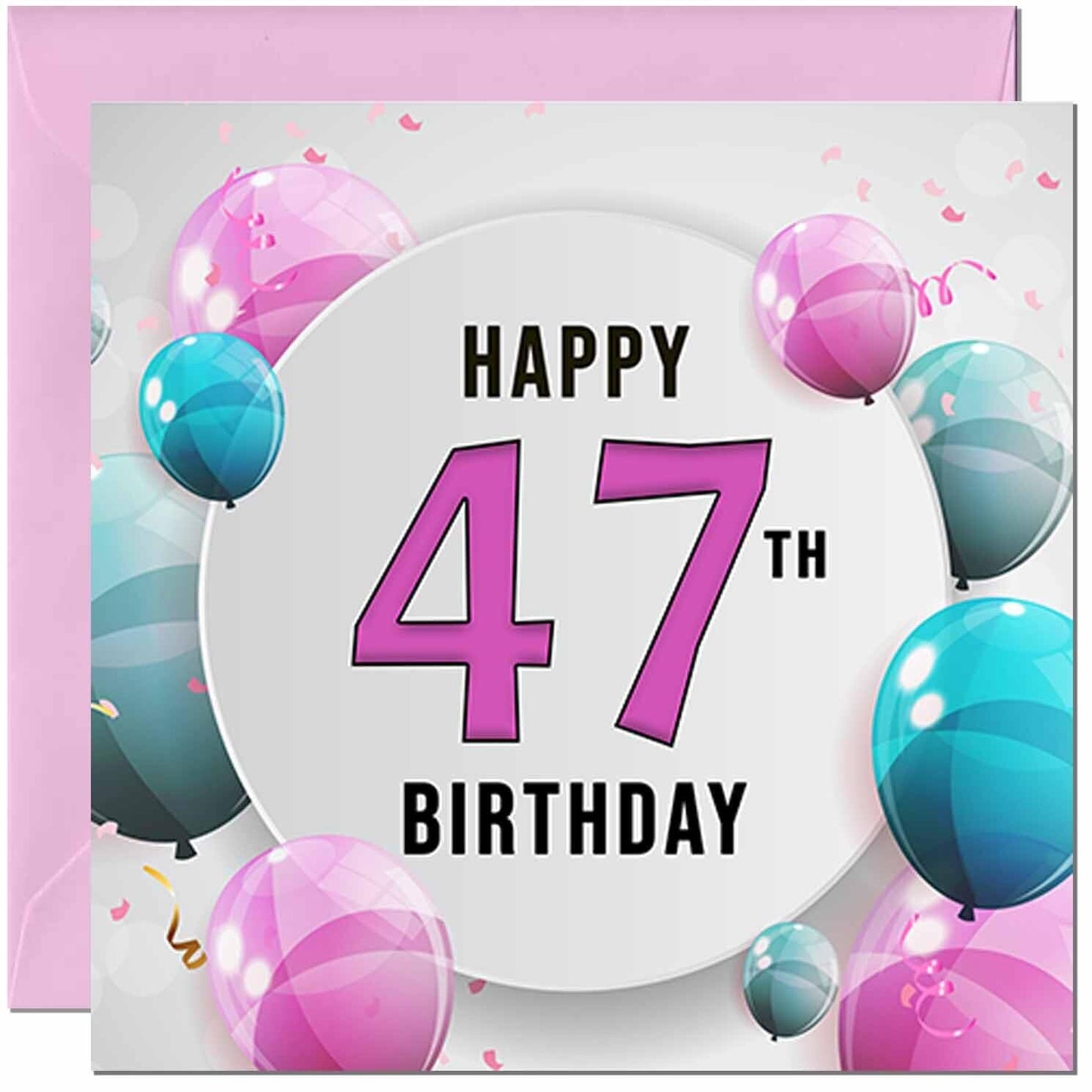 Birthday Card for women - Pink Turquoise Balloon Number