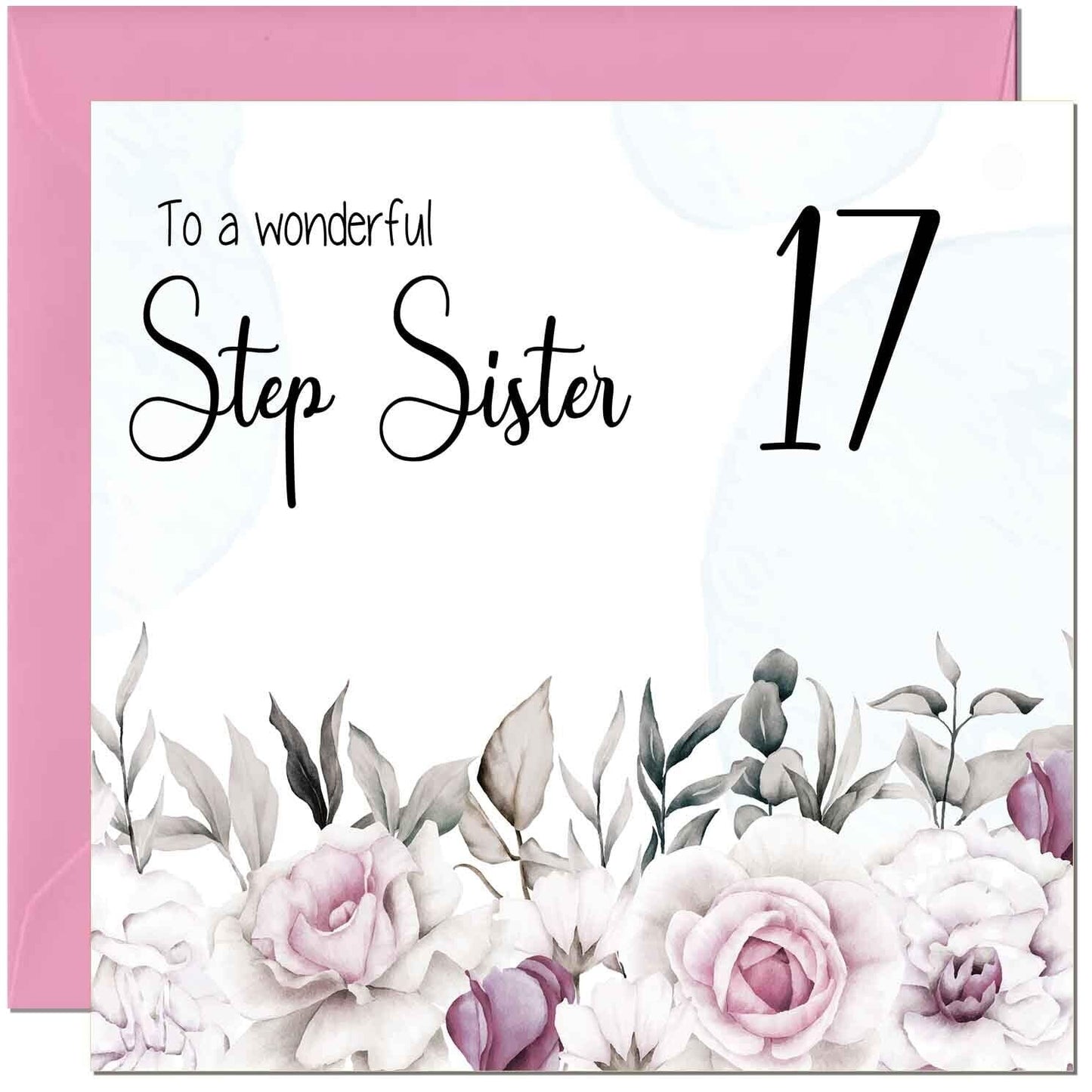 Step Sister Birthday Card Floral Elegant Step Sisters