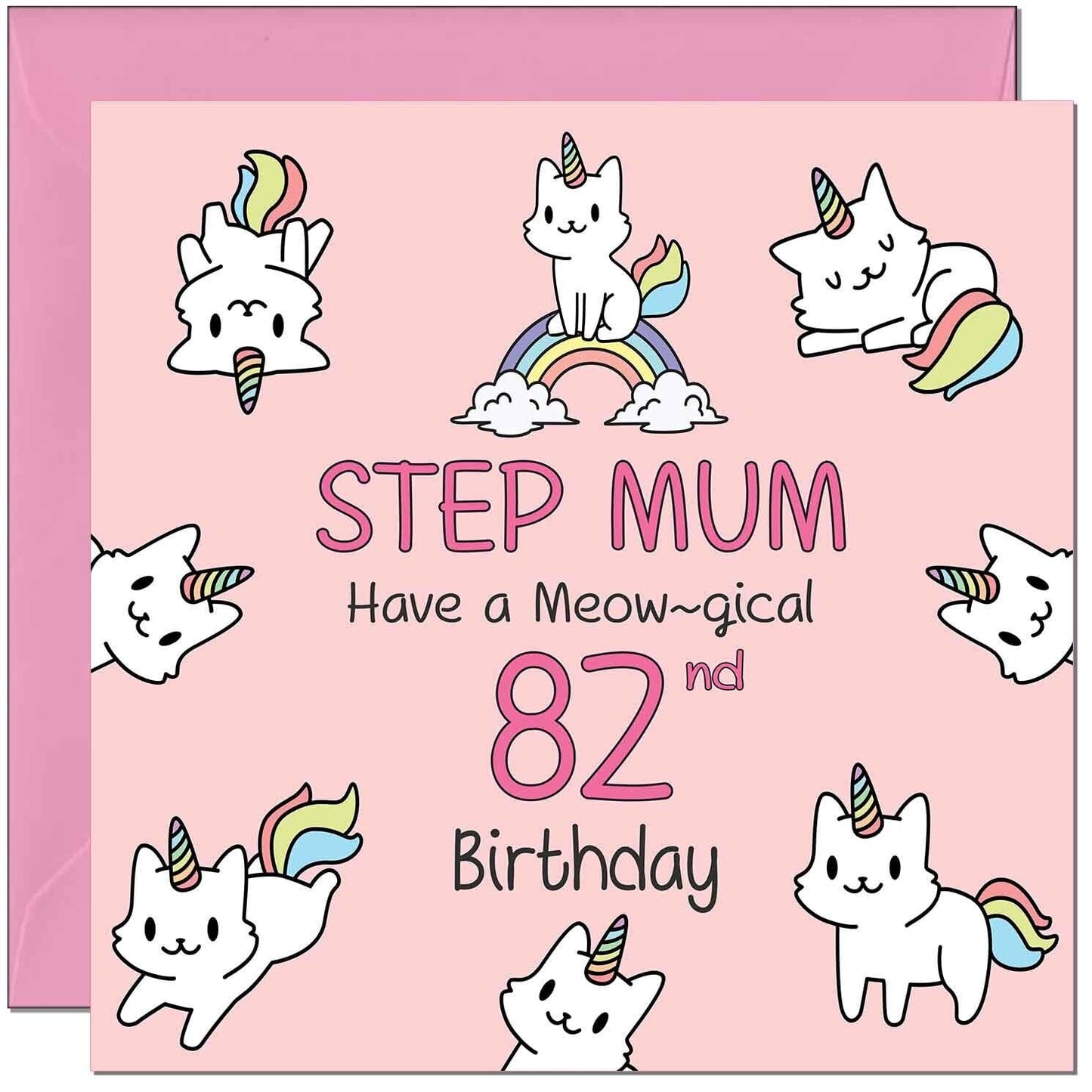 Step Mum Birthday Card - Funny Cat Cute Step Mom
