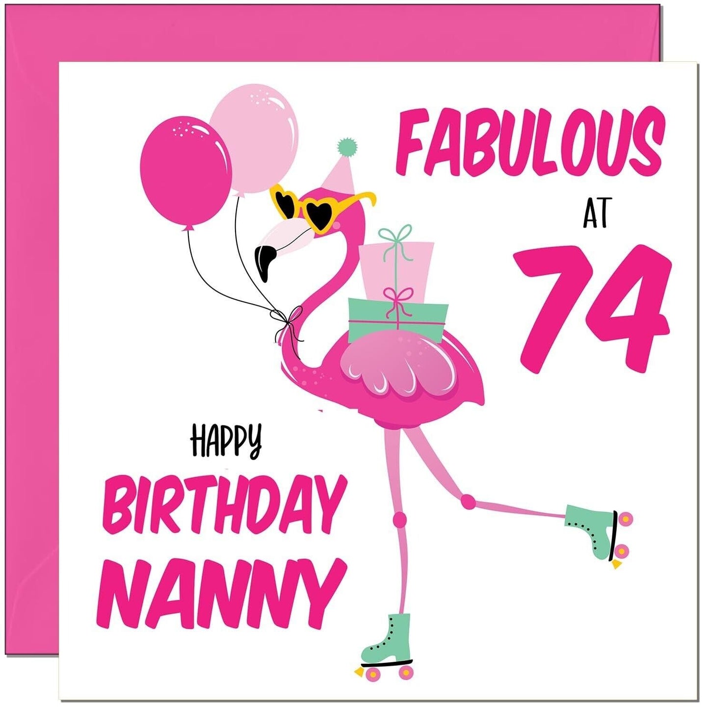 Nanny Birthday Card - Fabulous Flamingo - Ladies Grandmother Pink Cute Grandma