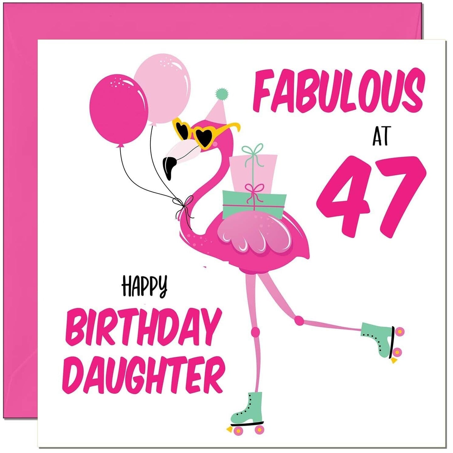 Daughter Birthday Card - Fabulous Flamingo - Ladies Womens Pink Cute Daughters