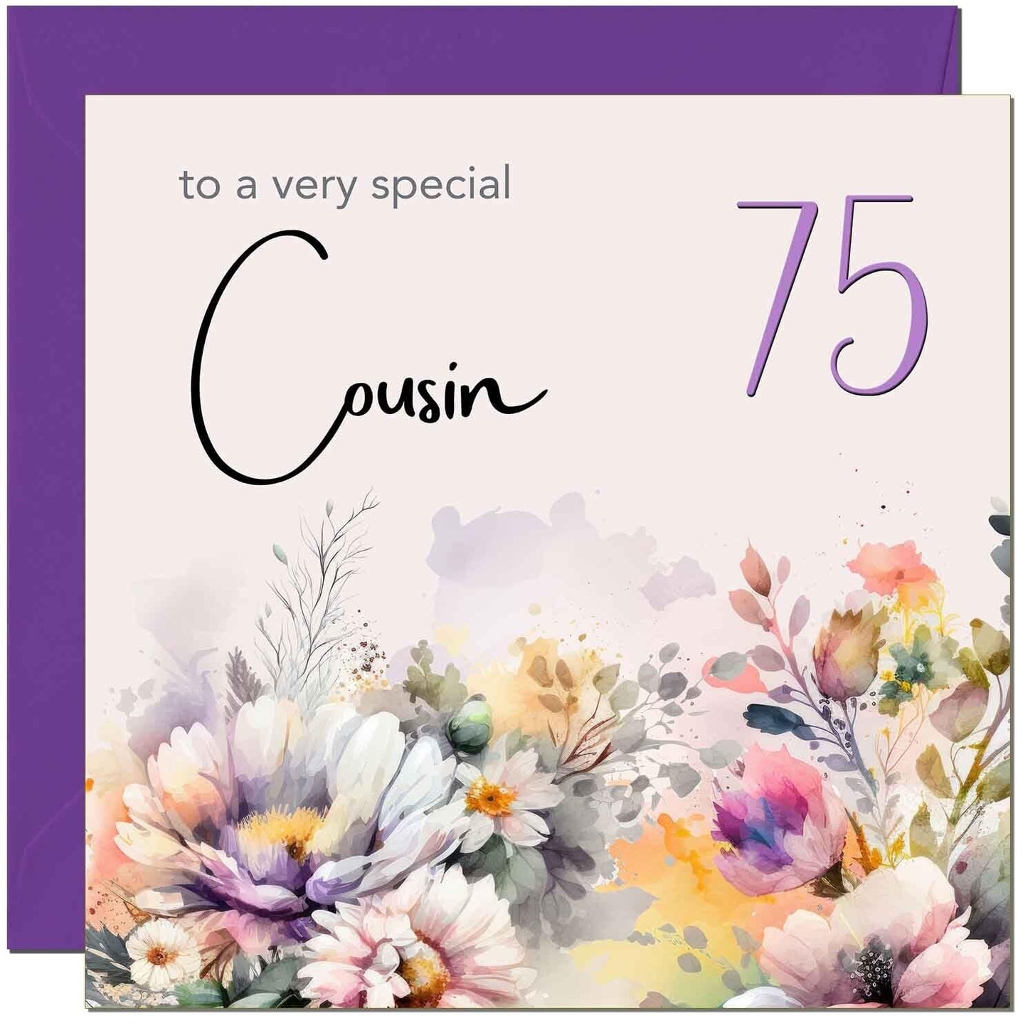 Cousin Birthday Card - Purple Floral Cousin's
