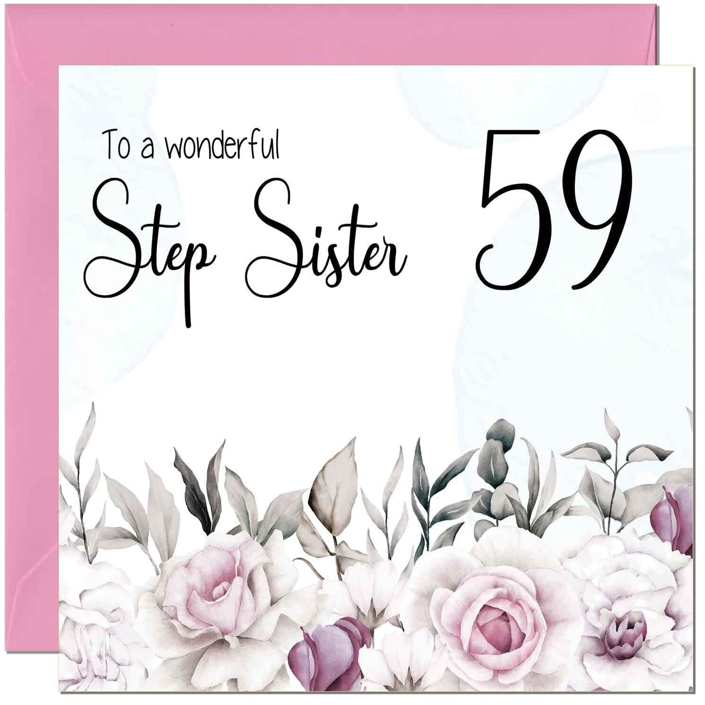 Step Sister Birthday Card Floral Elegant Step Sisters