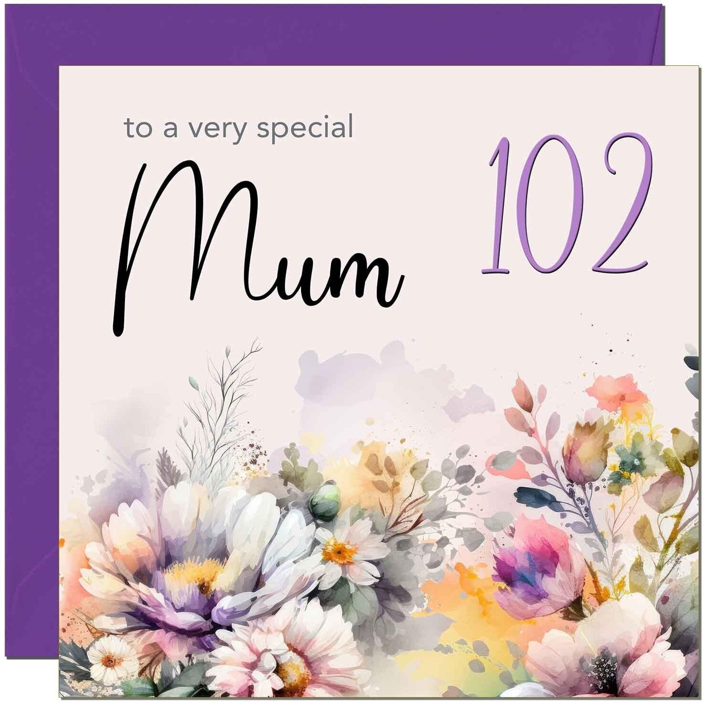 Mum Birthday Card - Purple Floral Mother Mom Mums
