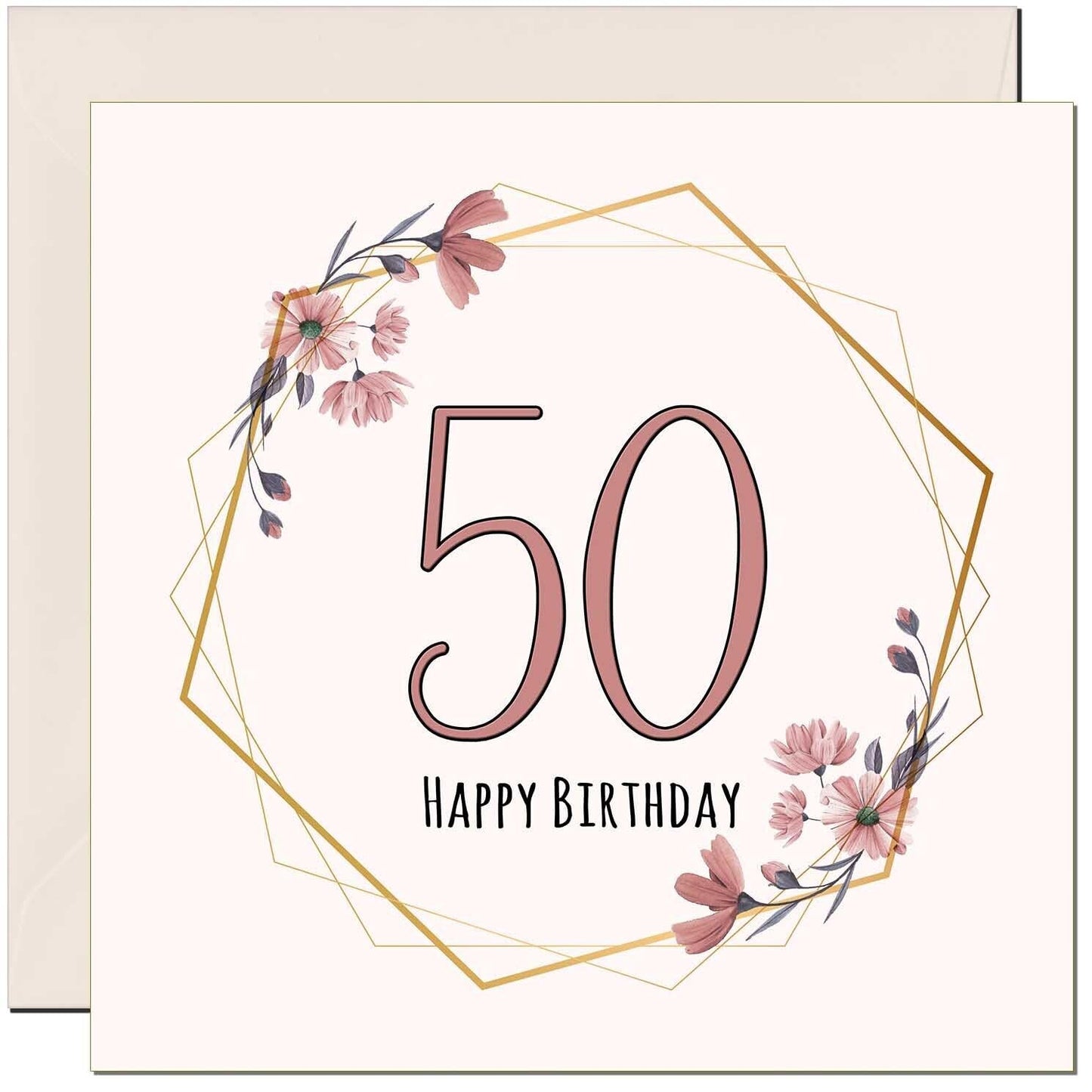 Floral Birthday Card for Women Elegant Beautiful