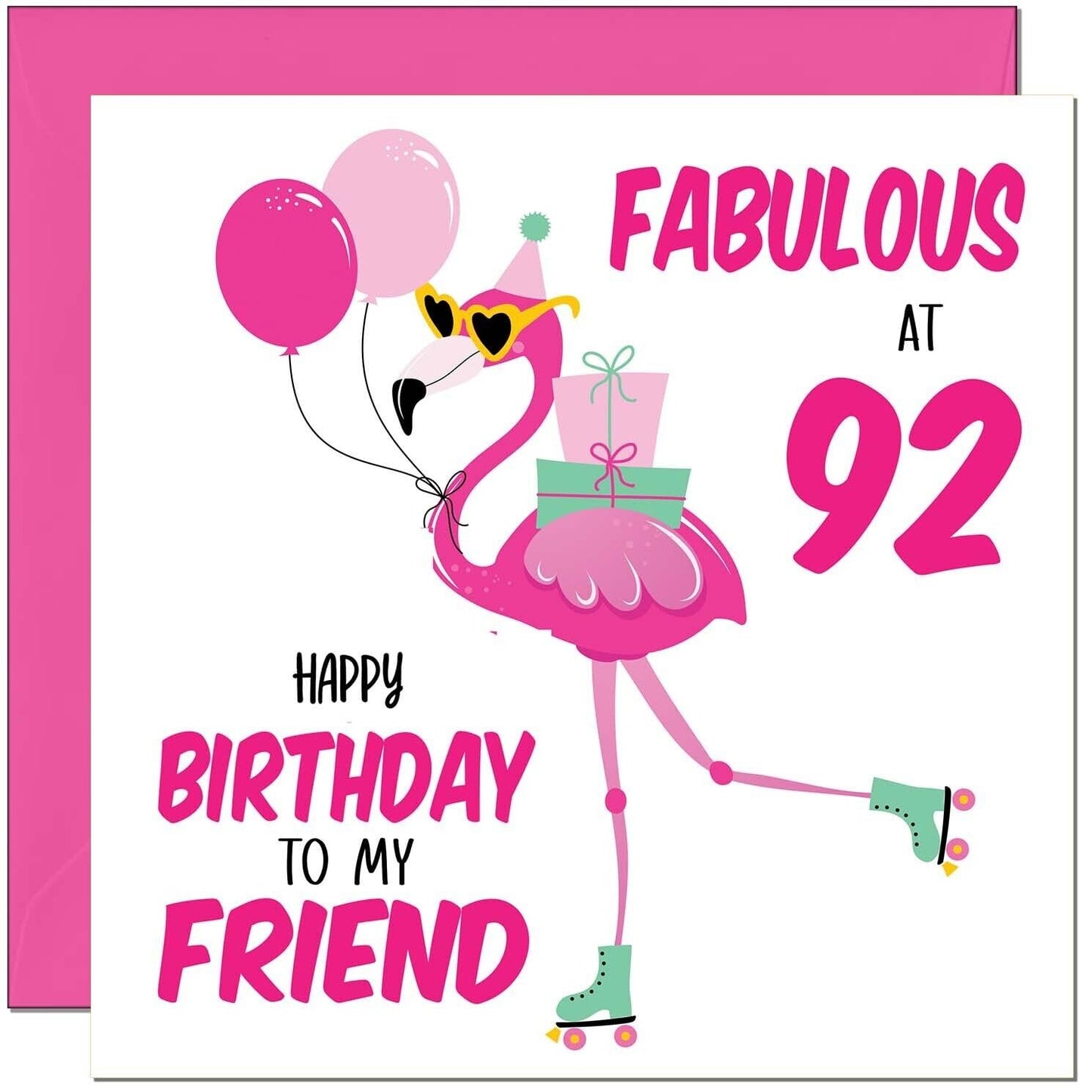 Womens Birthday Card for Friend - Fabulous Flamingo - Ladies Pink Cute Friend