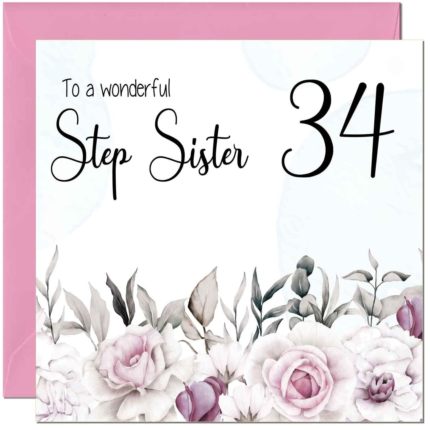 Step Sister Birthday Card Floral Elegant Step Sisters