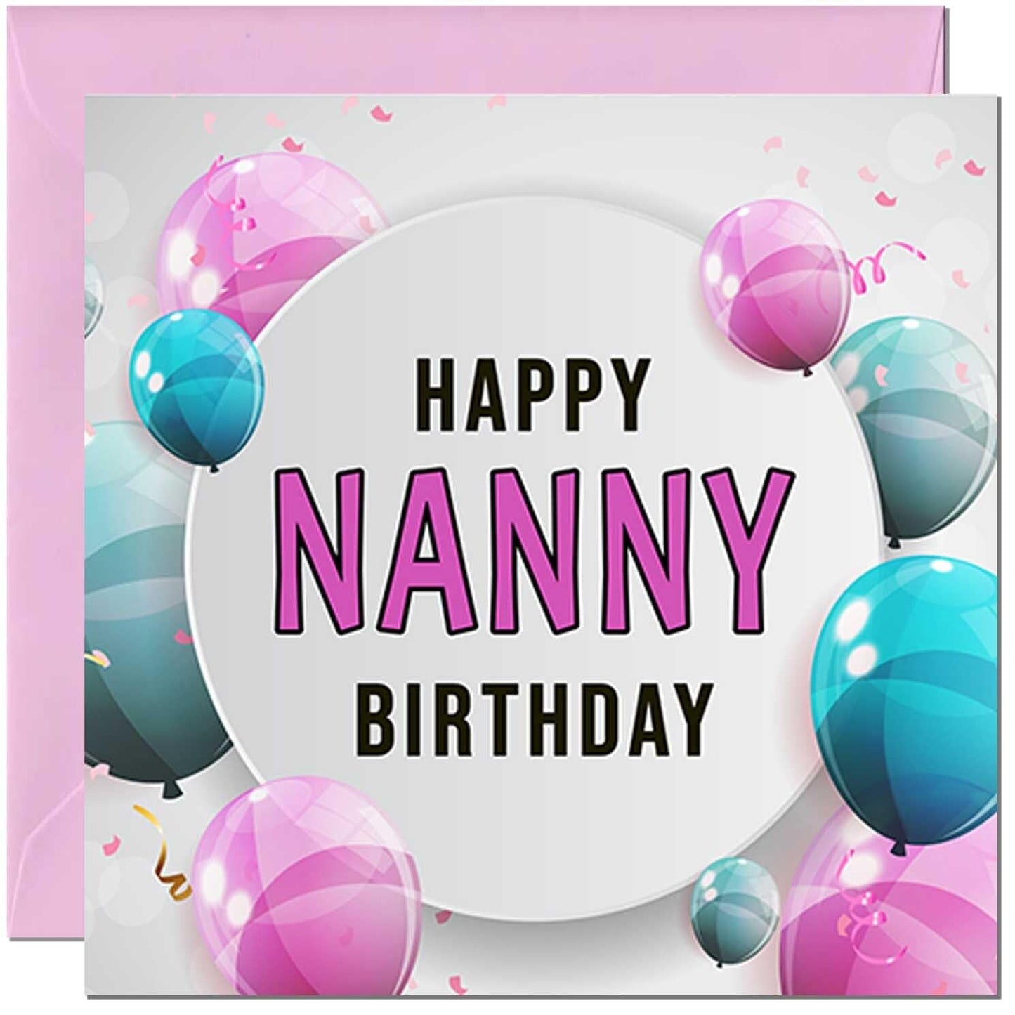 Birthday Card for women - Pink Turquoise Balloon Number
