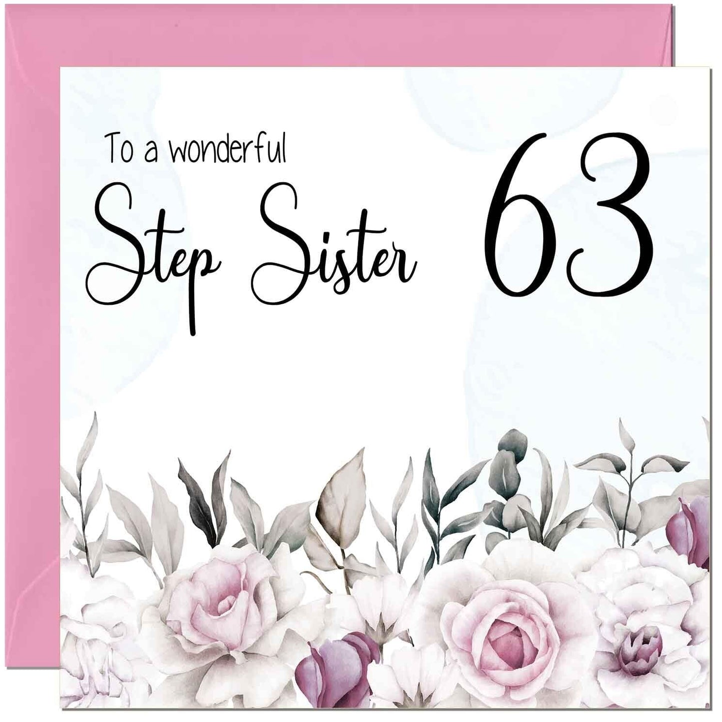 Step Sister Birthday Card Floral Elegant Step Sisters