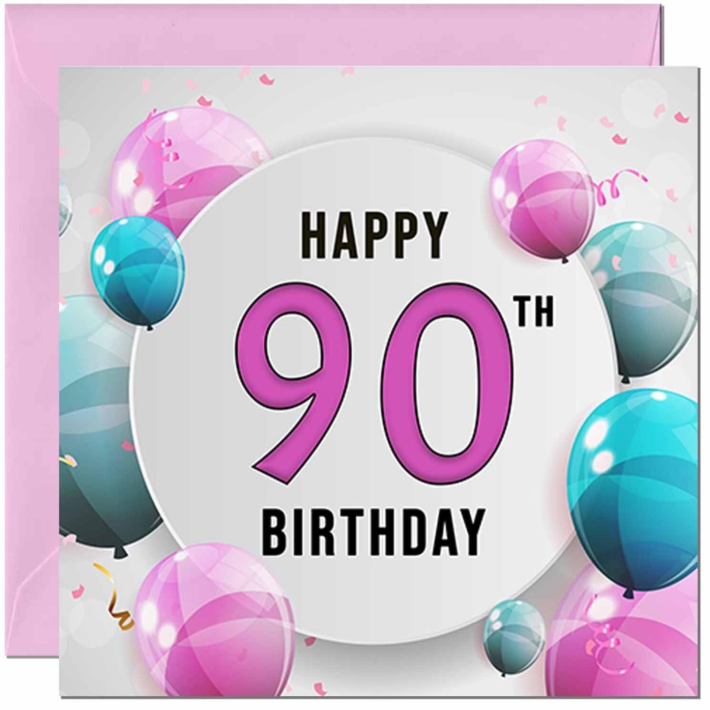Birthday Card for women - Pink Turquoise Balloon Number