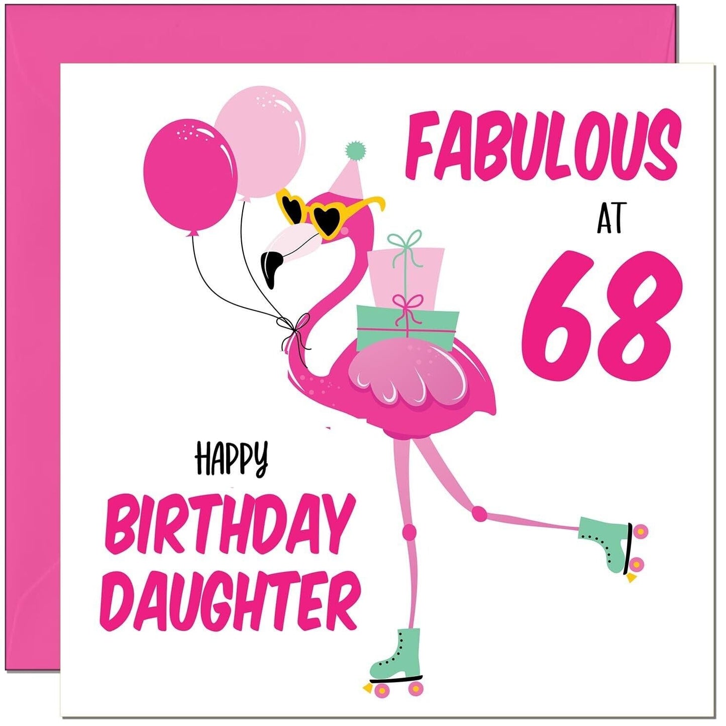 Daughter Birthday Card - Fabulous Flamingo - Ladies Womens Pink Cute Daughters