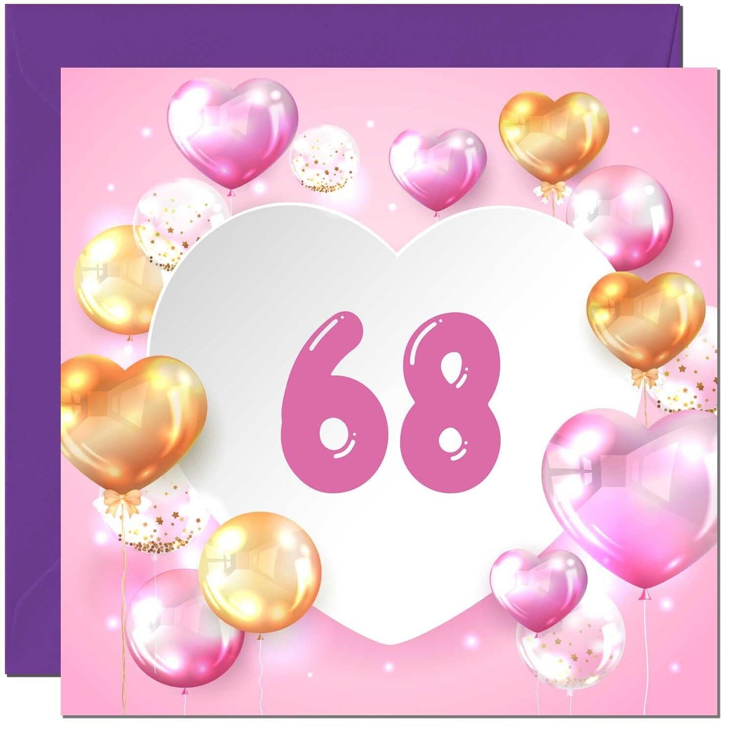 Birthday Card for women Girls Pink Balloon Numbers