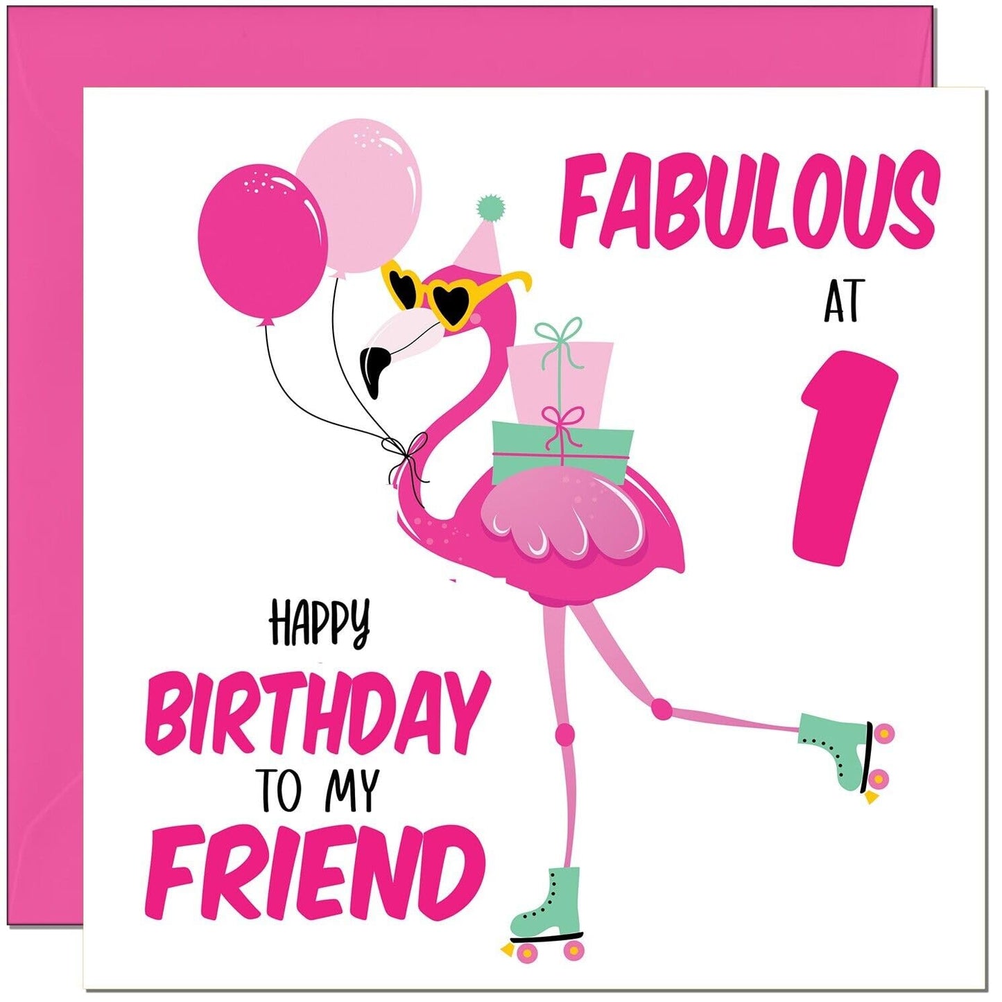 Womens Birthday Card for Friend - Fabulous Flamingo - Ladies Pink Cute Friend