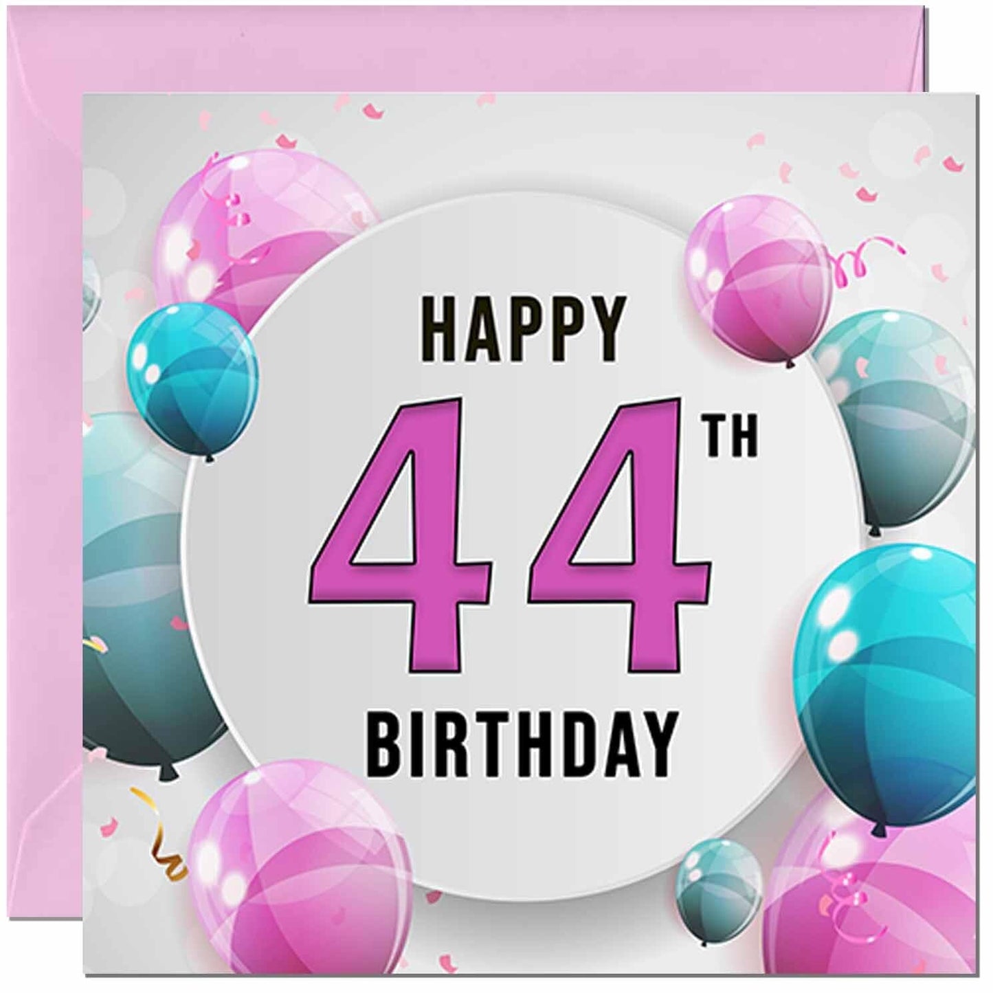 Birthday Card for women - Pink Turquoise Balloon Number