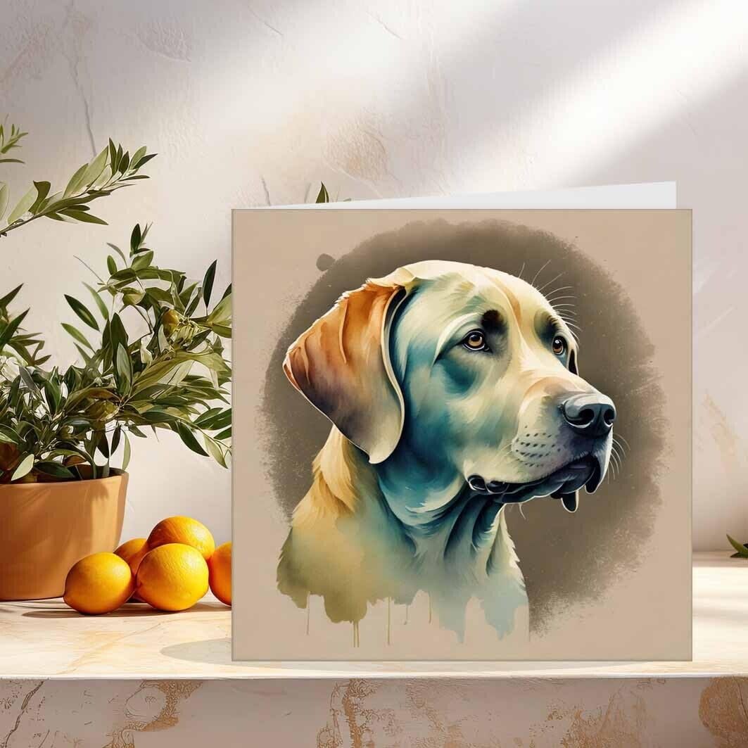 Labrador Greeting Card Watercolour Yellow Labrador Birthday Card 145 x 145mm