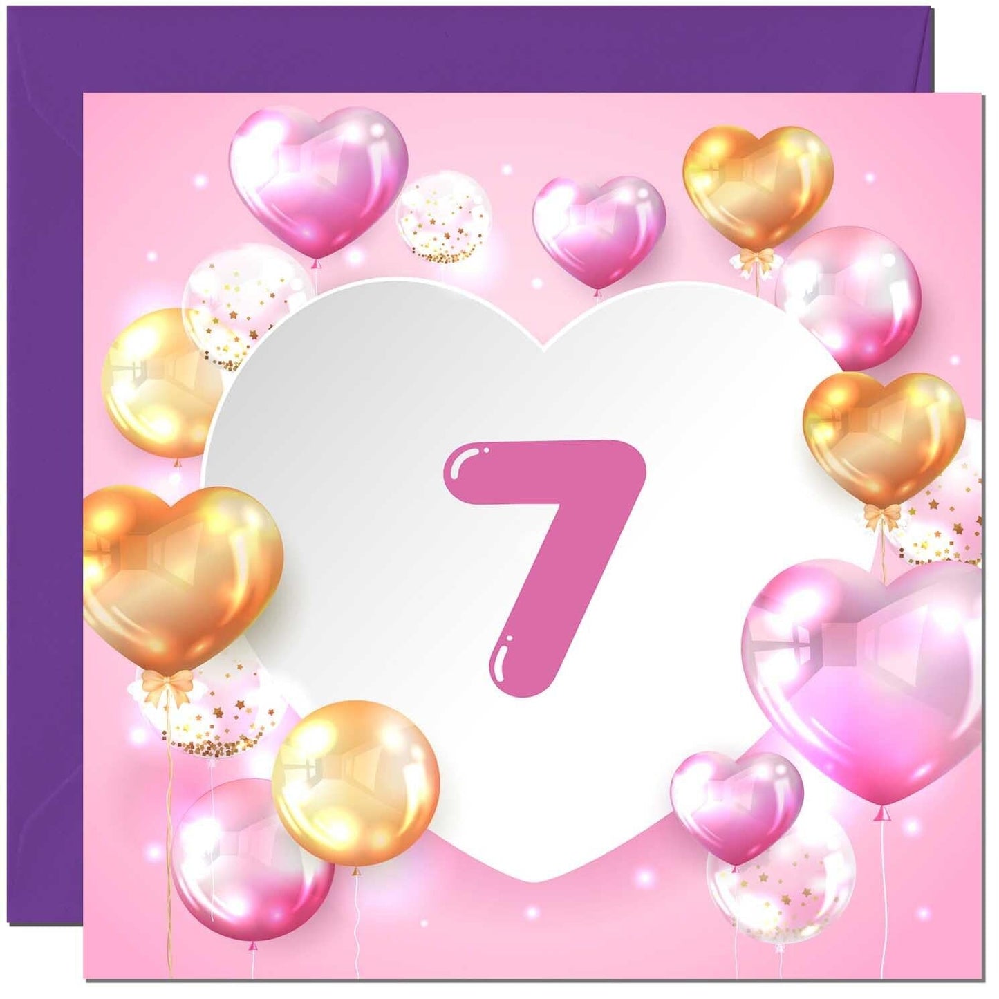 Birthday Card for women Girls Pink Balloon Numbers