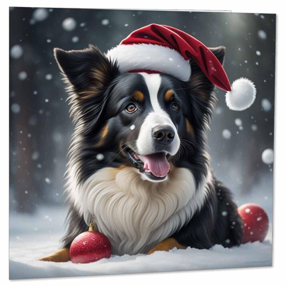 Border Collie Christmas Card - Dog Festive Xmas Cards 145 x 145mm