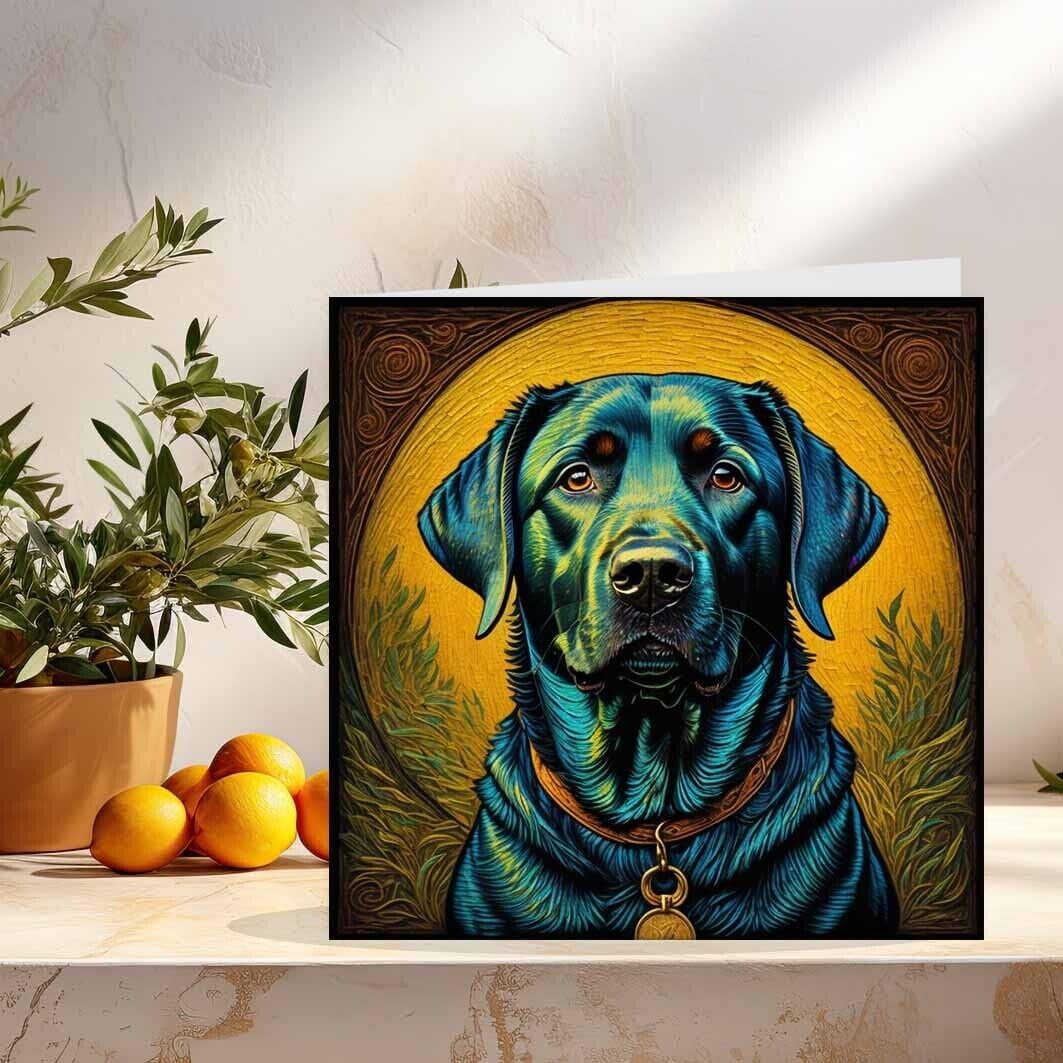 Black Labrador Greeting Card Drawing Labrador Dog Greeting Cards 145 x 145mm