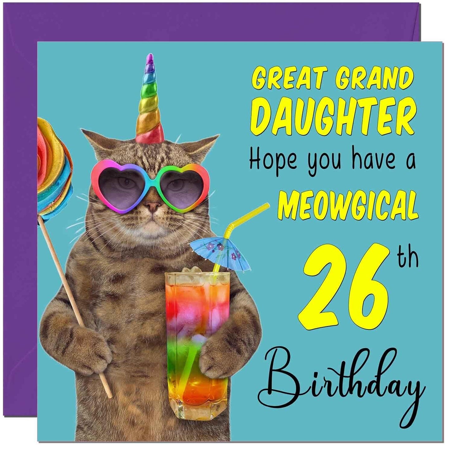 Great Granddaughter Birthday Card - Meowgical Cat Funny