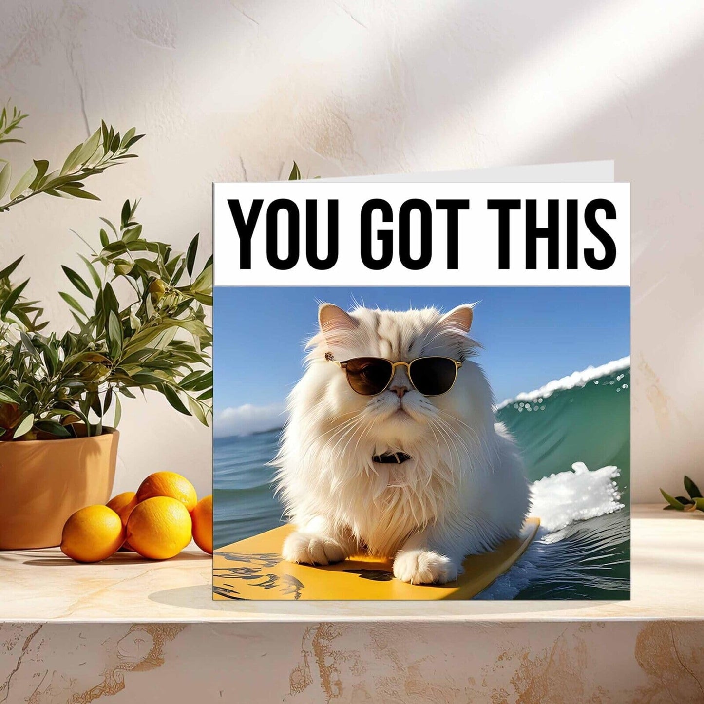 You Got This - Surfing Cat - Good Luck Card Co Worker Colleague Leaving Card