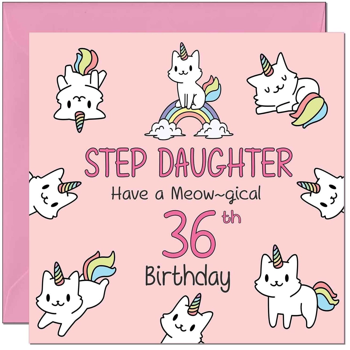 Step Daughter Birthday Card - Funny Cat Cute Step-Daughters