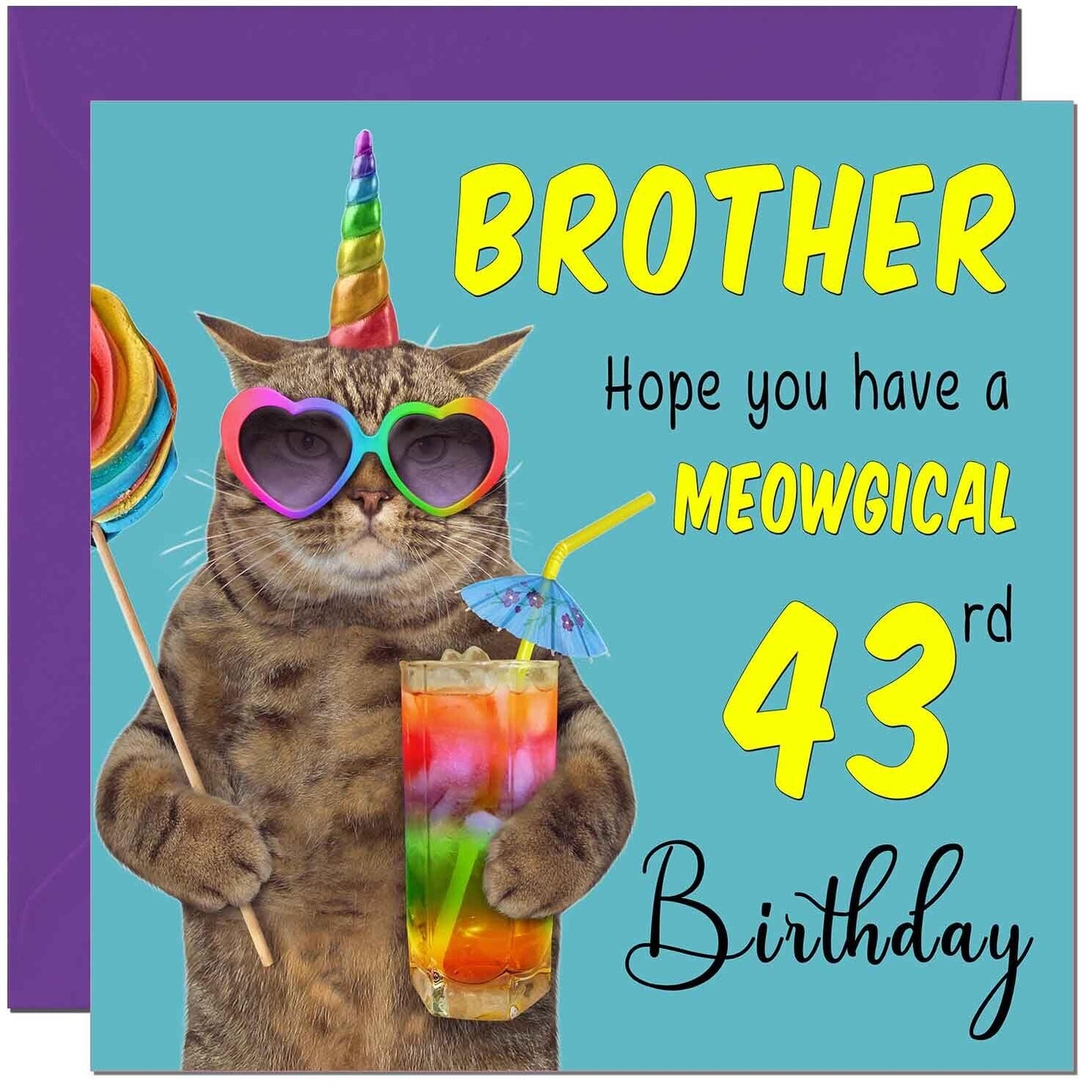 Brother Birthday Card - Meowgical Cat Funny