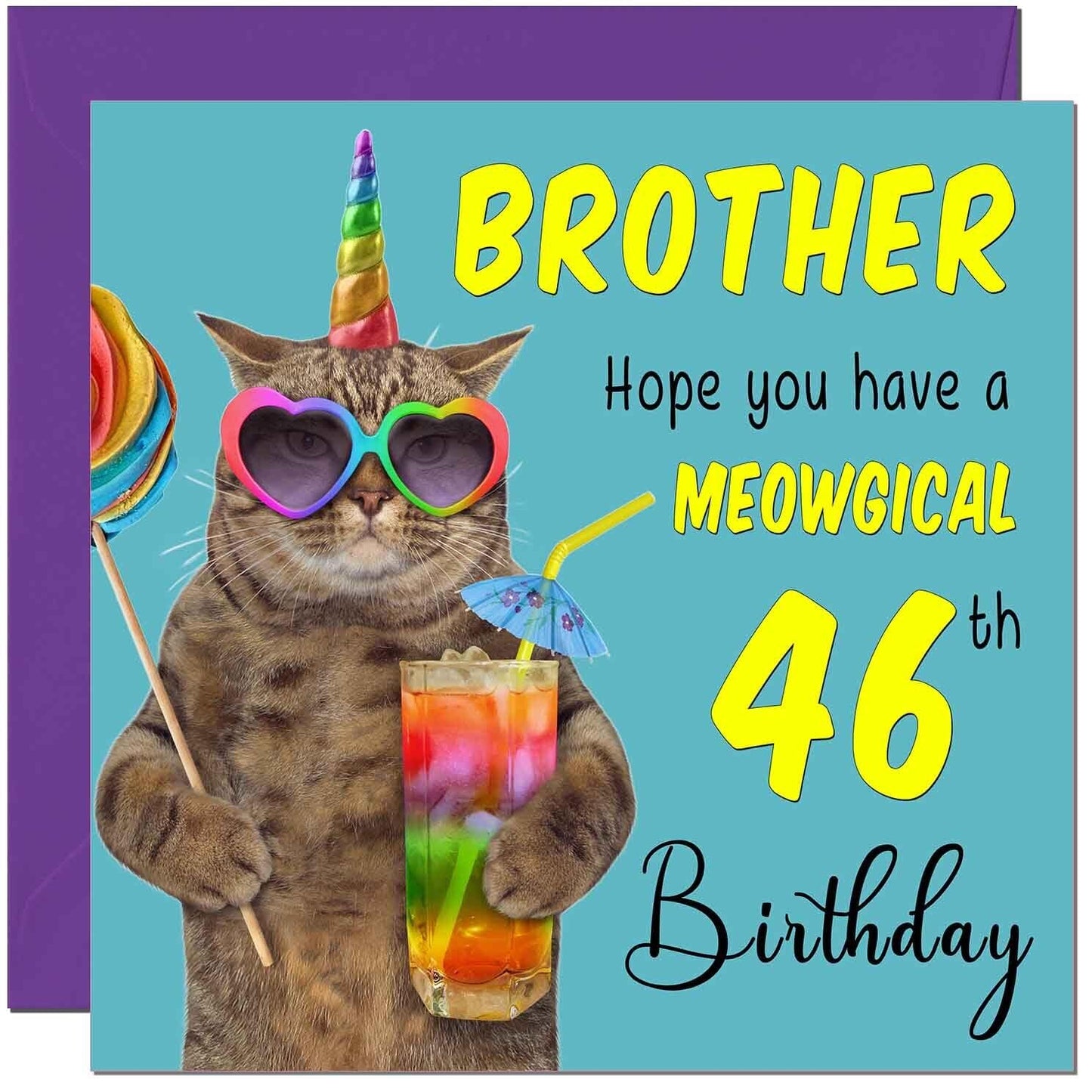 Brother Birthday Card - Meowgical Cat Funny