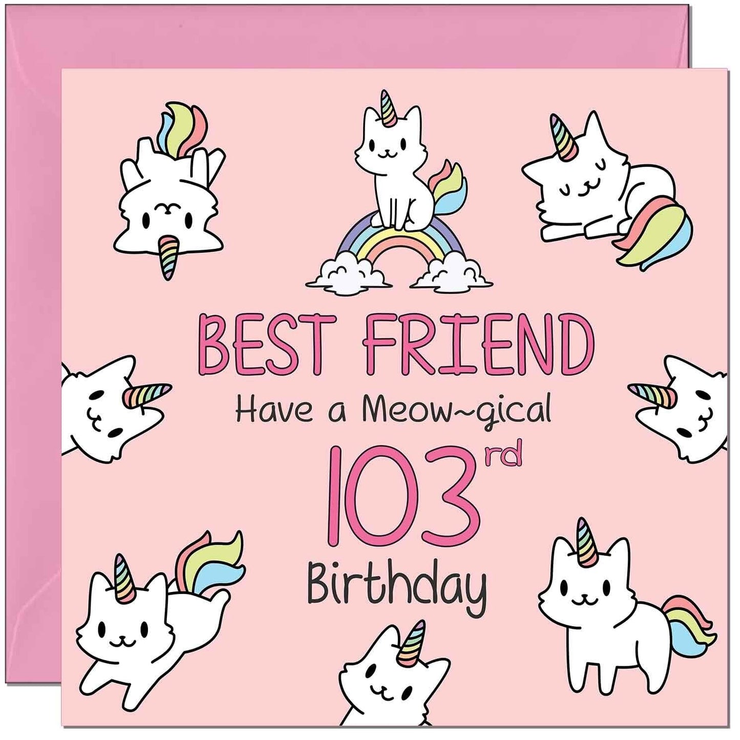 Best Friend Birthday Card - Funny Cat Cute Girls Womens