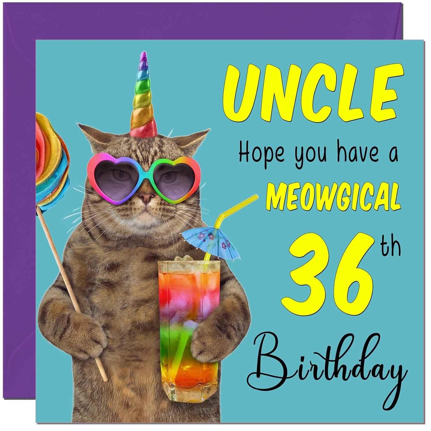 Uncle Birthday Card - Meowgical Cat Funny Uncle's