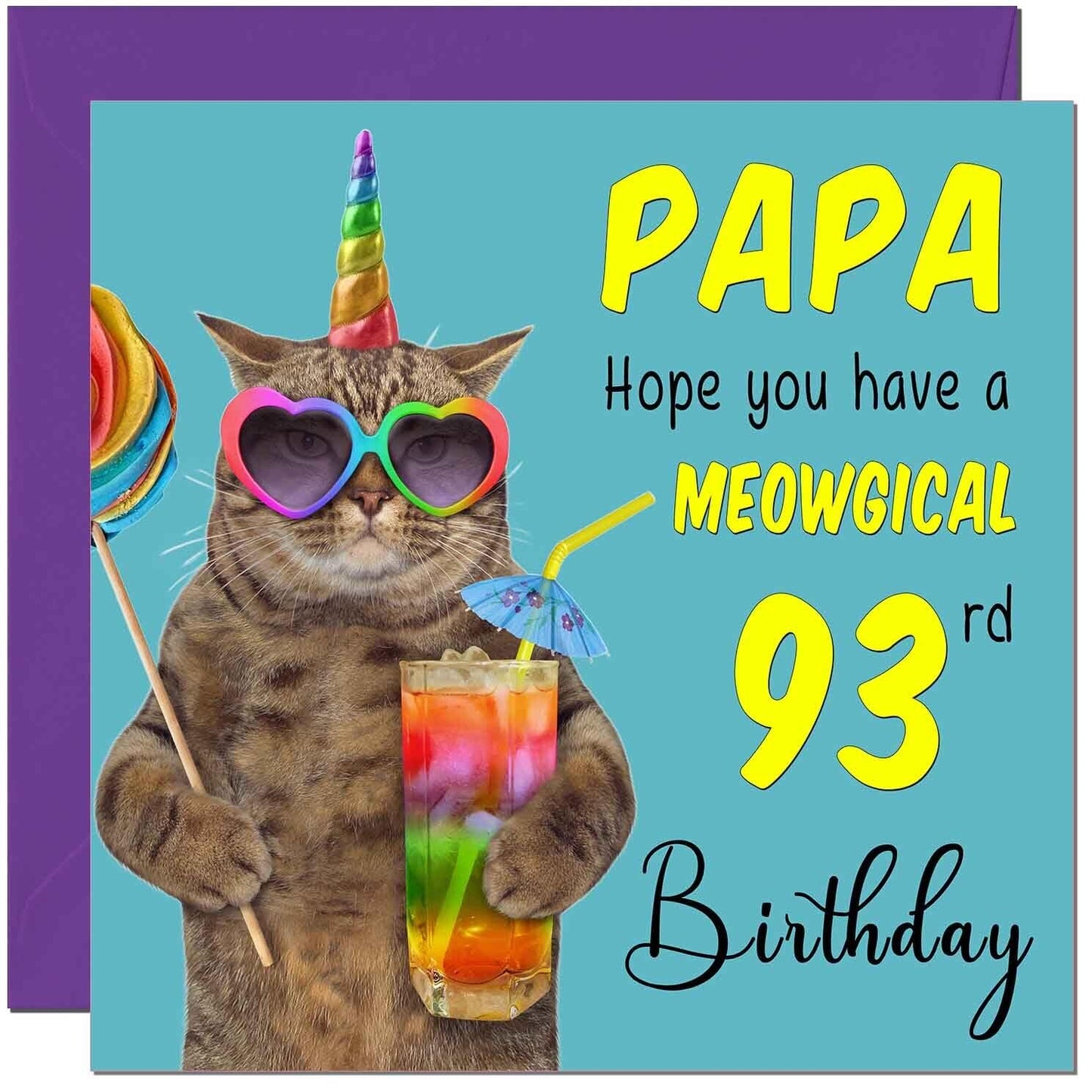 Papa Birthday Card - Meowgical Cat Funny Papa's