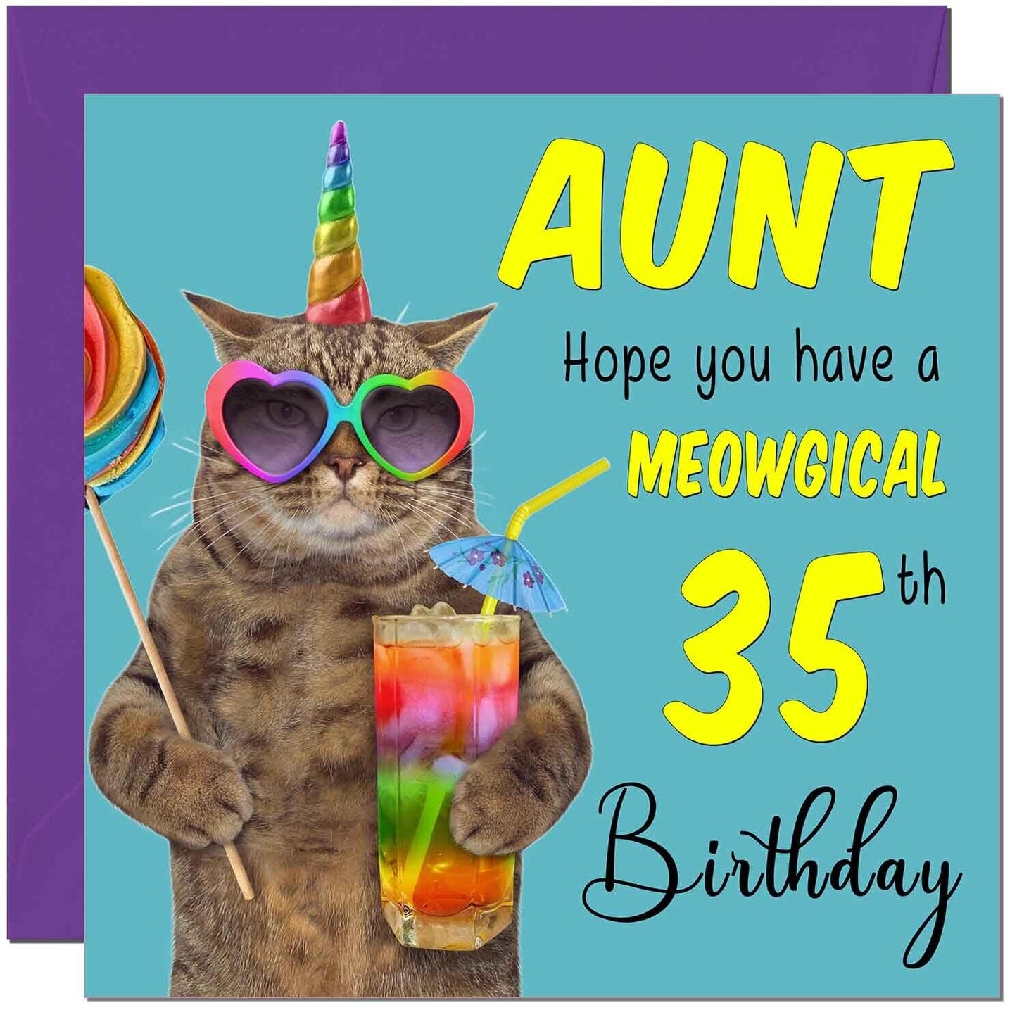 Aunt Birthday Card - Meowgical Cat Funny